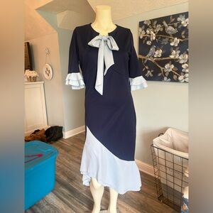 Yacun body con Blue Asymmetrical Cocktail Dress sz medium
